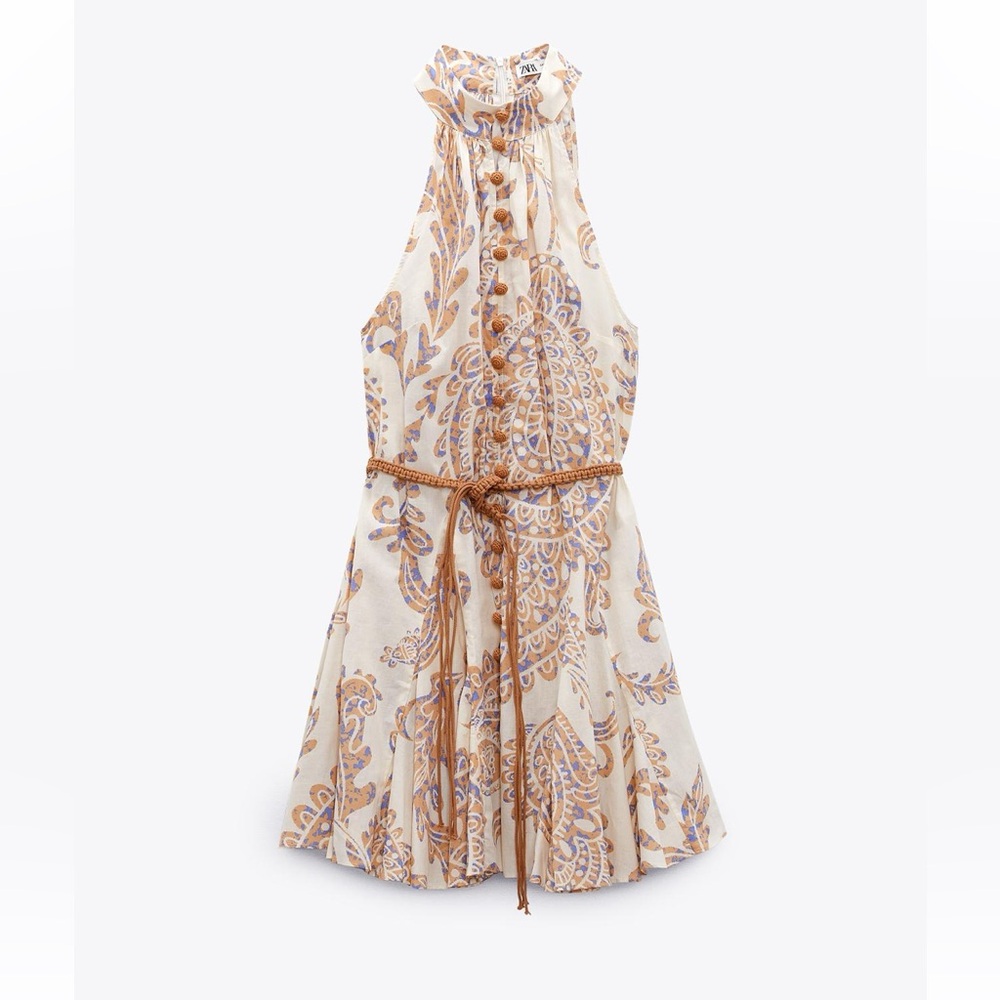 NWT Zara Paisley Print halter dress
